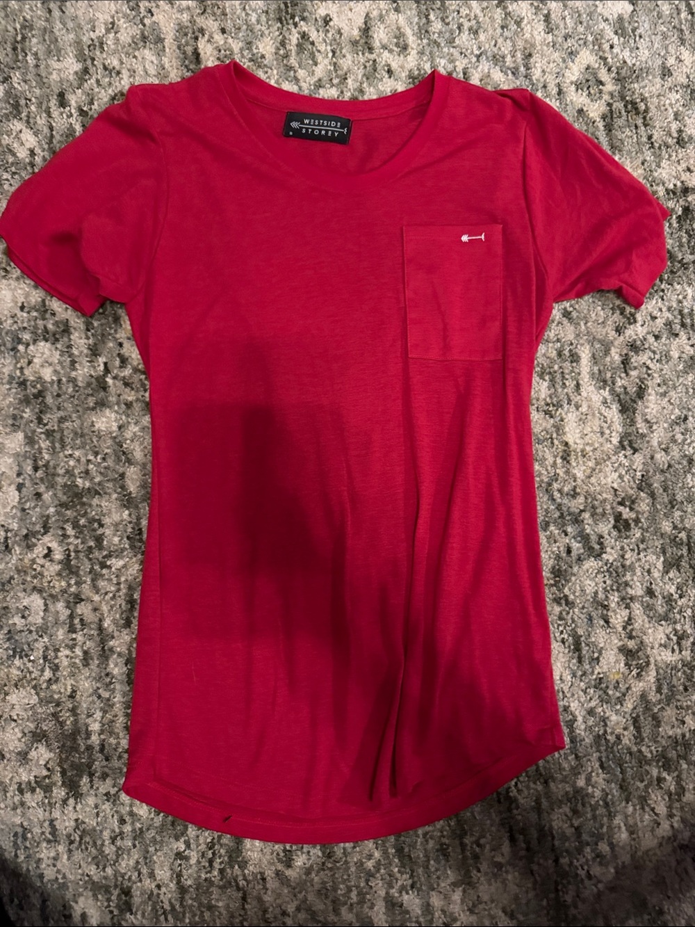 Women’s Red Crewneck Pocket Tee